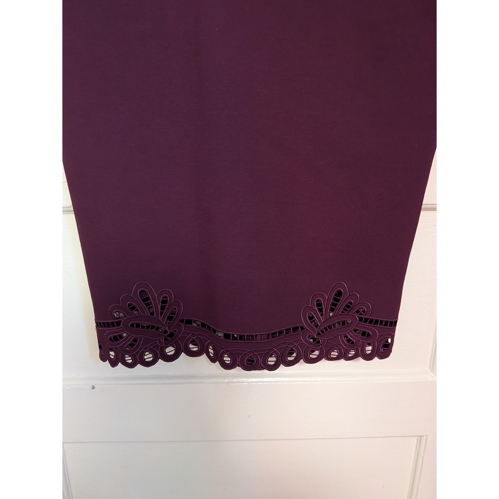 Ted Baker Verita Burgundy Laser Cut Scalloped Sheath Dress Size 3/US 8 - Picture 7 of 10